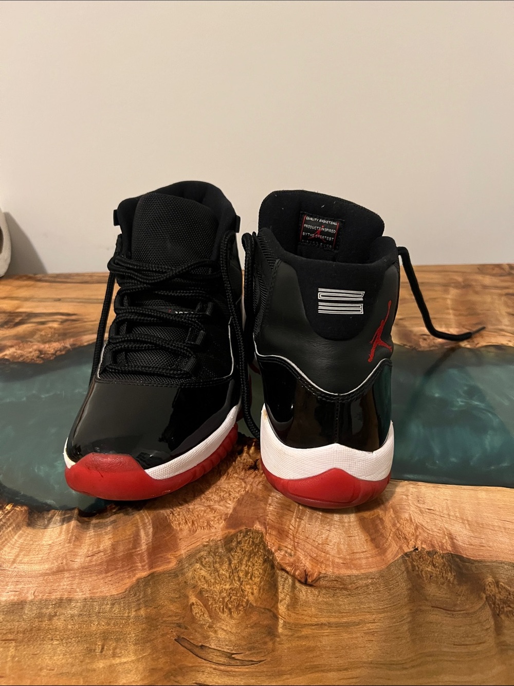 Jordan 11 Retro Playoff Bred Black and Red High-Top Sneakers - Picture 2 of 9